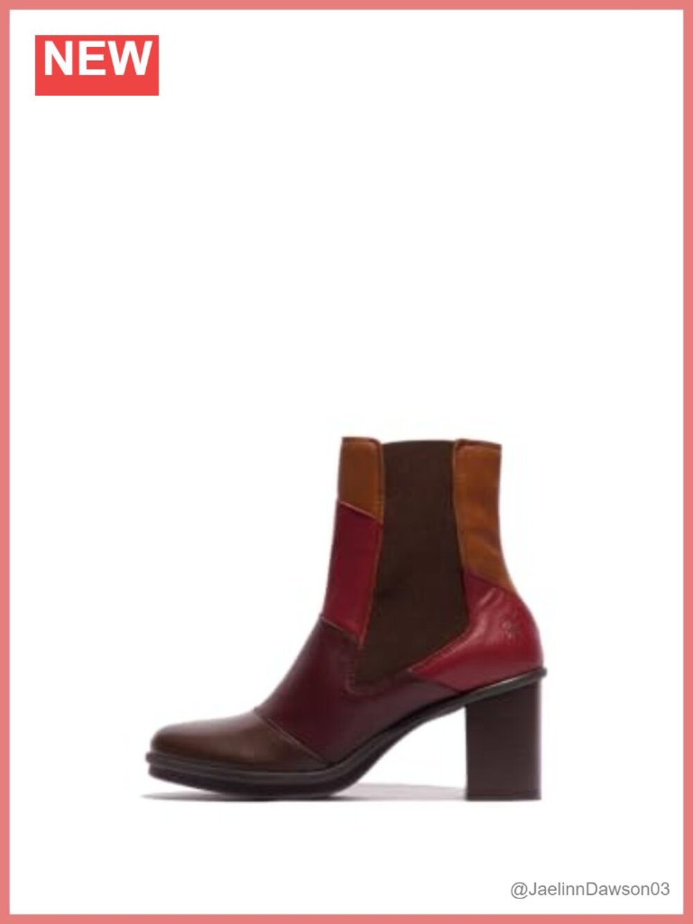 Leather Chelsea Ankle Boots Chunky Block Heel Round Toe
